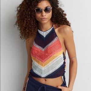 Multi-color Crochet Halter Top